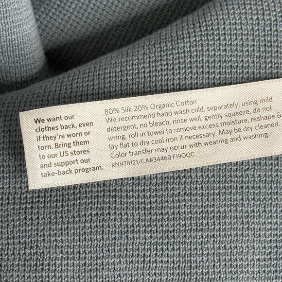 Eileen Fisher Sweater Blue XL Open Front Cardigan Silk Blend Lightweight Cozy - Picture 4 of 7